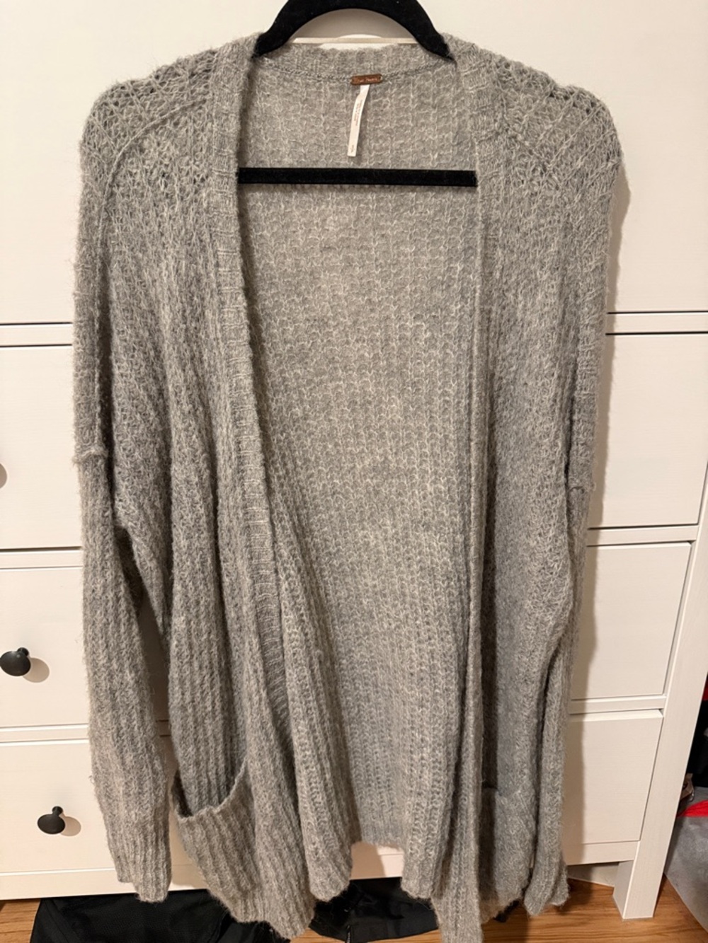 Free People Heather Gray Open-Front Cozy Cardigan